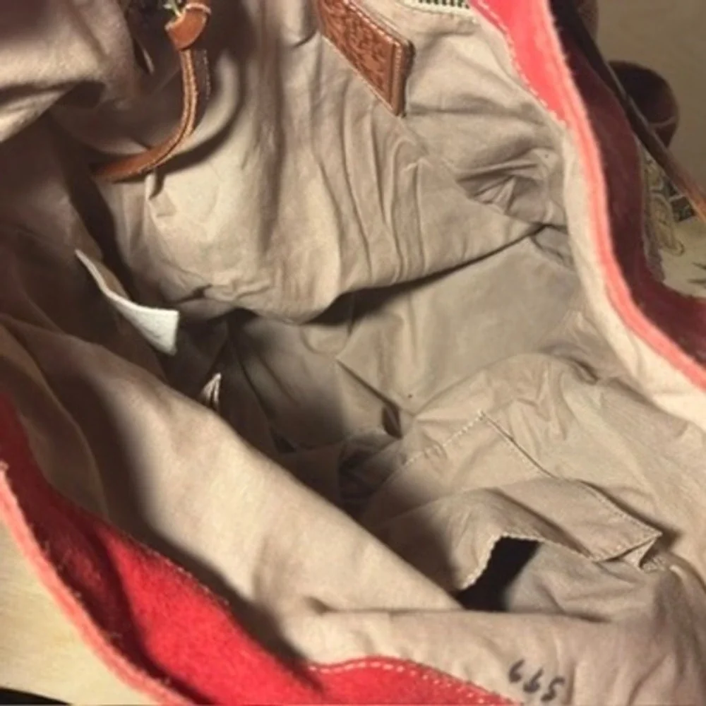 Lucky Brand Backpack Multicolor Floral Suede Canvas Drawstring Boho Skool Laptop